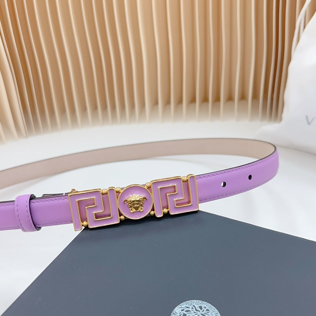 Versace Greca Medusa Enamel Buckle Leather Belt