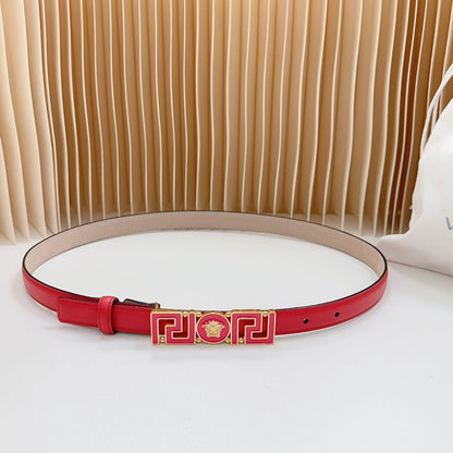 Versace Greca Medusa Enamel Buckle Leather Belt