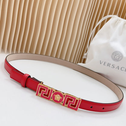 Versace Greca Medusa Enamel Buckle Leather Belt
