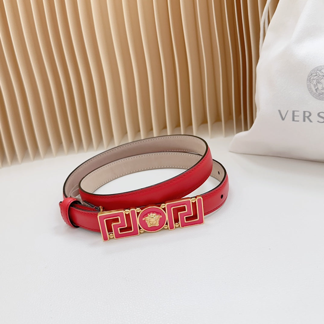 Versace Greca Medusa Enamel Buckle Leather Belt