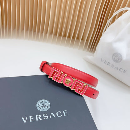 Versace Greca Medusa Enamel Buckle Leather Belt
