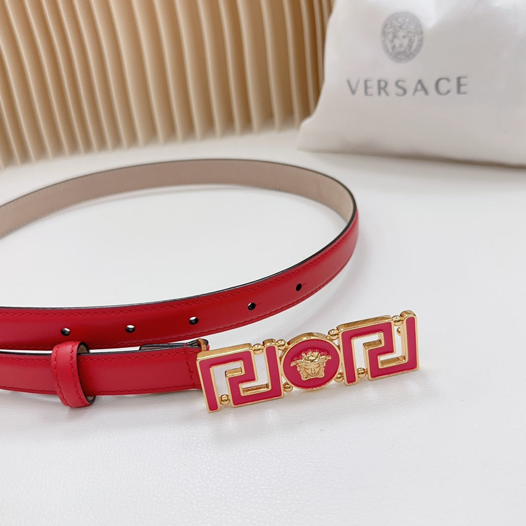 Versace Greca Medusa Enamel Buckle Leather Belt