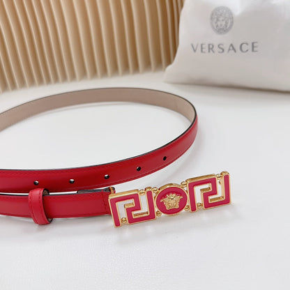Versace Greca Medusa Enamel Buckle Leather Belt
