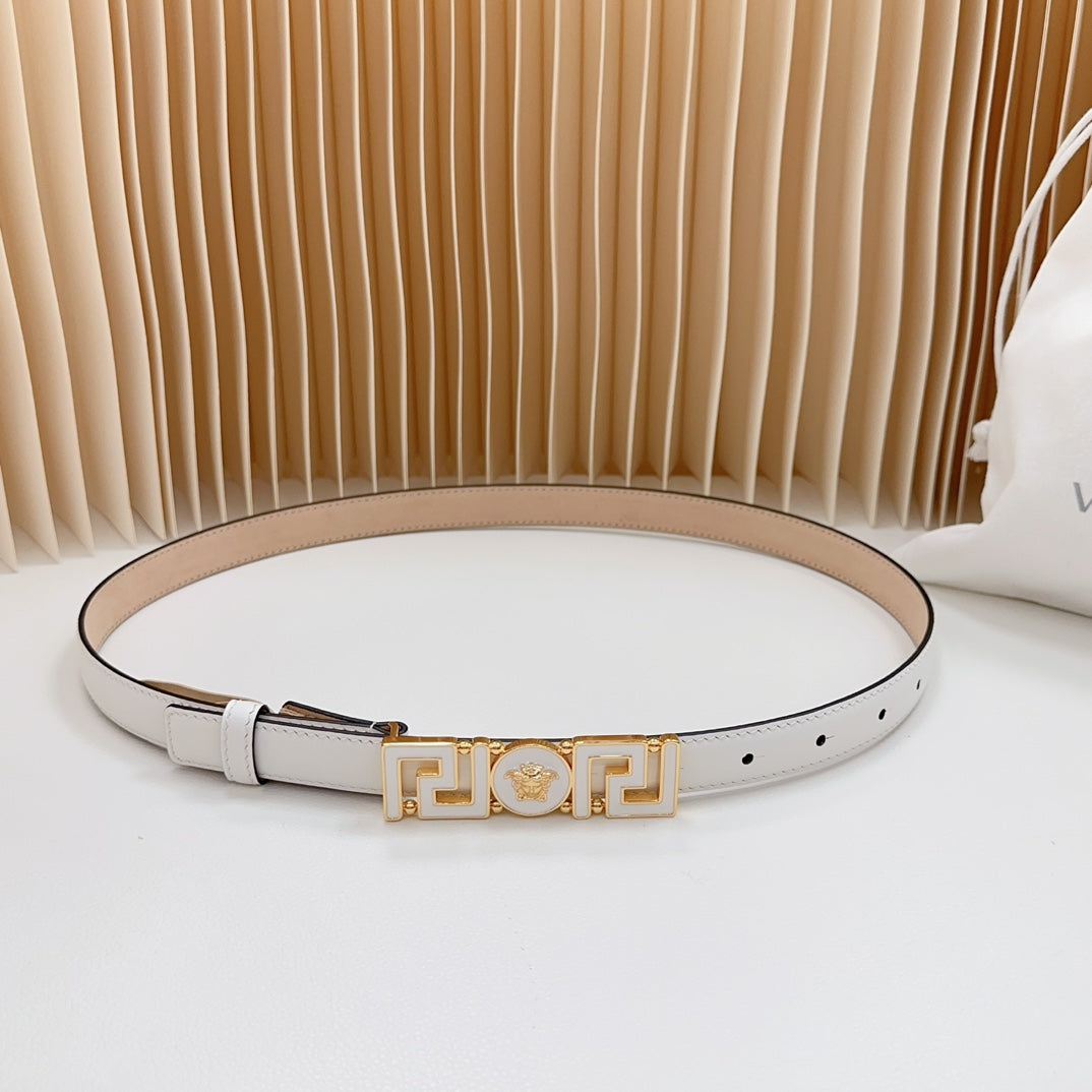 Versace Greca Medusa Enamel Buckle Leather Belt
