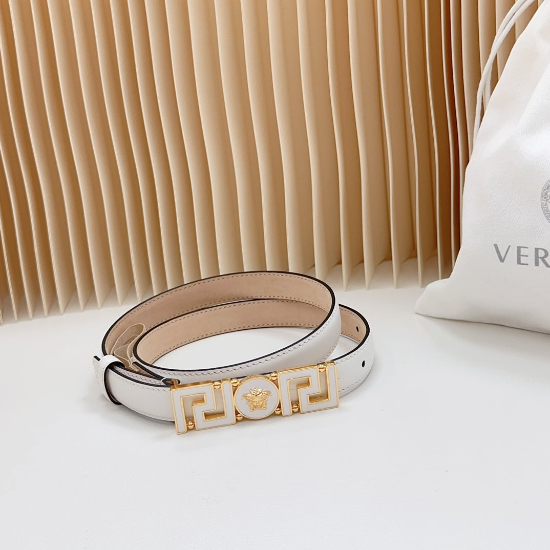 Versace Greca Medusa Enamel Buckle Leather Belt