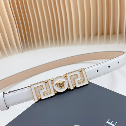 Versace Greca Medusa Enamel Buckle Leather Belt