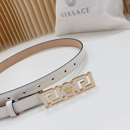 Versace Greca Medusa Enamel Buckle Leather Belt
