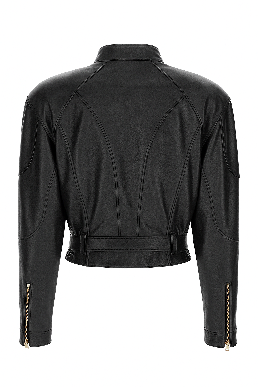 Versace Medusa-Buckle Cropped Leather Jacket