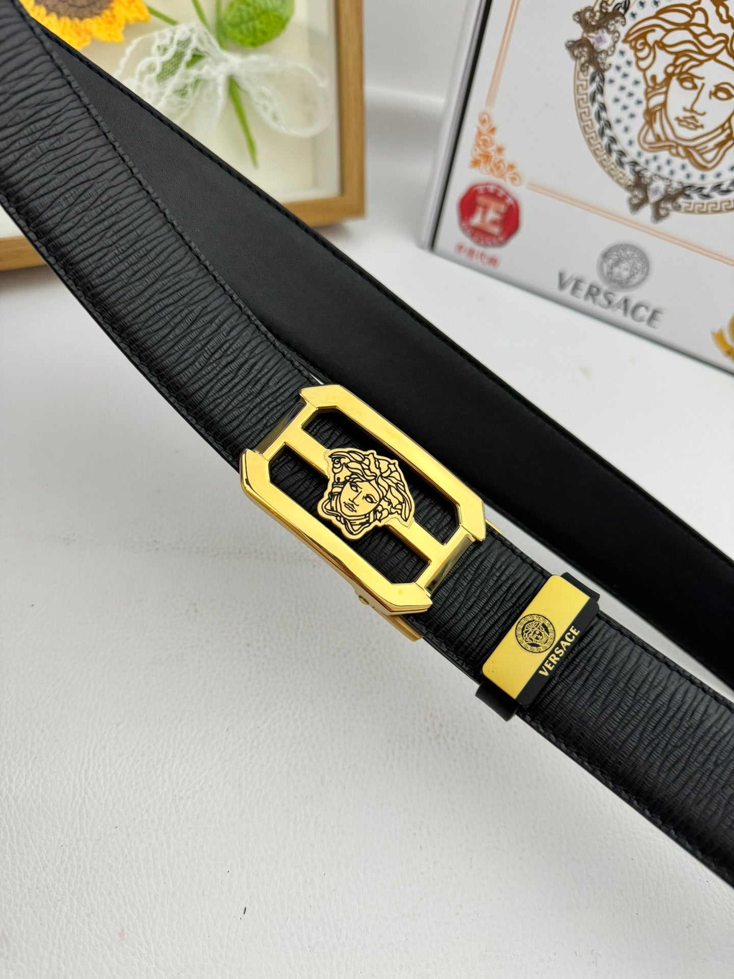 Versace Medusa Buckle Leather Belt