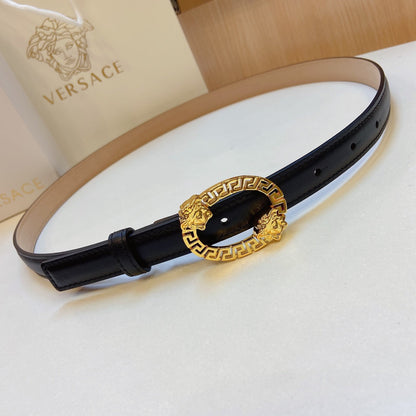 Versace Medusa Head Oval Buckle Leather Belt