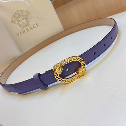 Versace Medusa Head Oval Buckle Leather Belt