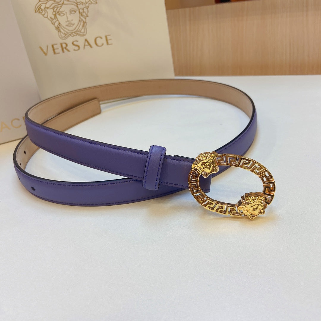 Versace Medusa Head Oval Buckle Leather Belt