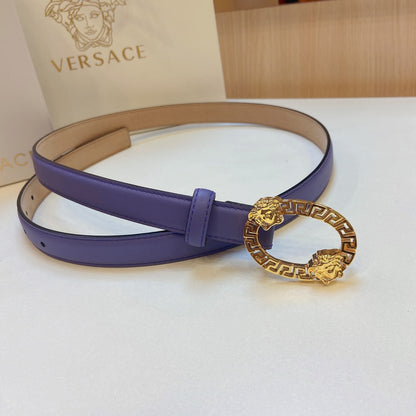 Versace Medusa Head Oval Buckle Leather Belt