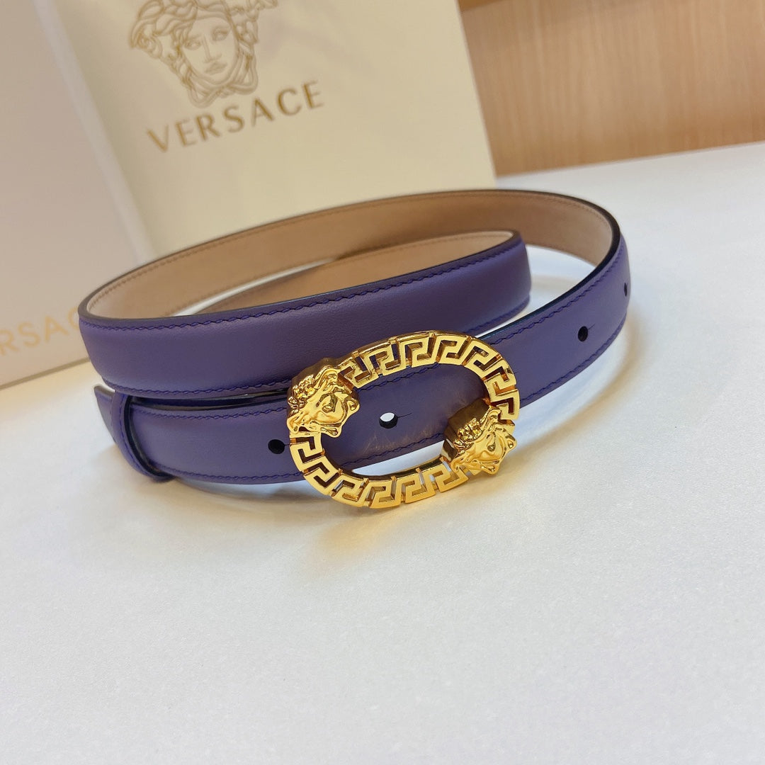 Versace Medusa Head Oval Buckle Leather Belt