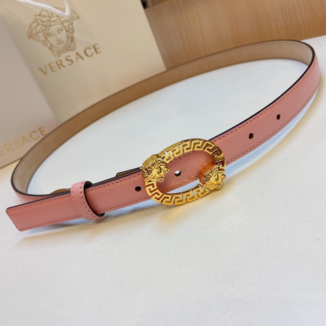 Versace Medusa Head Oval Buckle Leather Belt