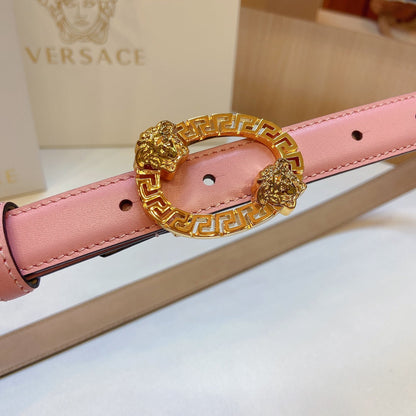 Versace Medusa Head Oval Buckle Leather Belt
