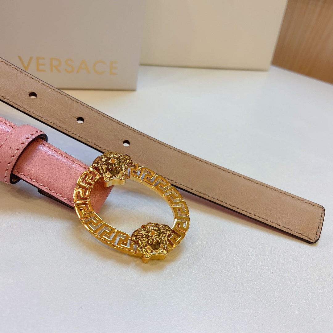 Versace Medusa Head Oval Buckle Leather Belt