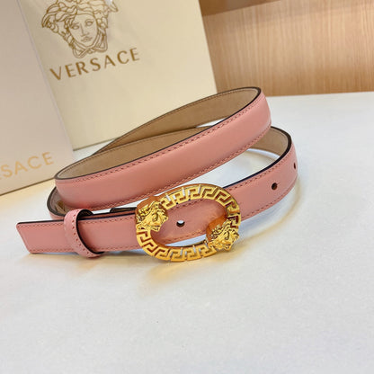Versace Medusa Head Oval Buckle Leather Belt