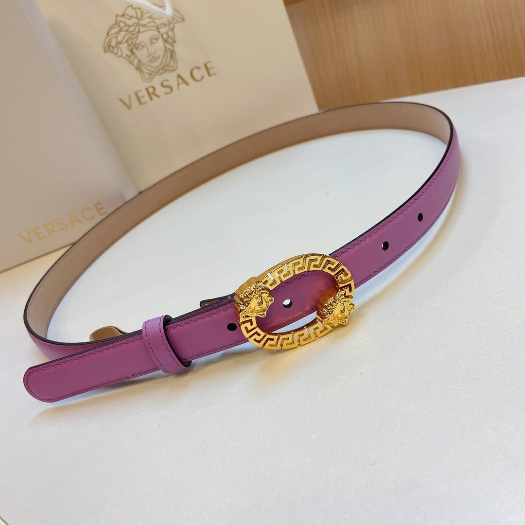 Versace Medusa Head Oval Buckle Leather Belt
