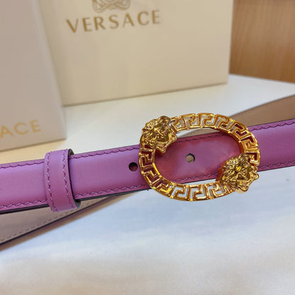 Versace Medusa Head Oval Buckle Leather Belt