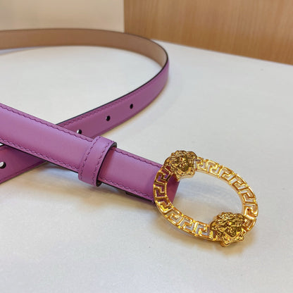Versace Medusa Head Oval Buckle Leather Belt