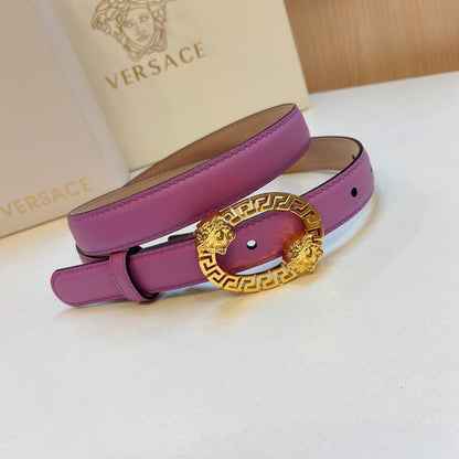 Versace Medusa Head Oval Buckle Leather Belt