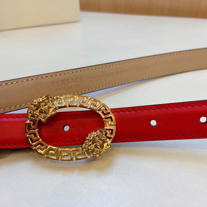 Versace Medusa Head Oval Buckle Leather Belt