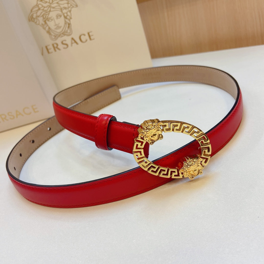 Versace Medusa Head Oval Buckle Leather Belt