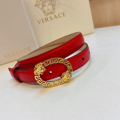 Versace Medusa Head Oval Buckle Leather Belt