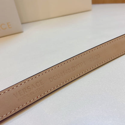 Versace Medusa Head Oval Buckle Leather Belt