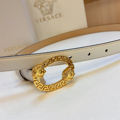 Versace Medusa Head Oval Buckle Leather Belt