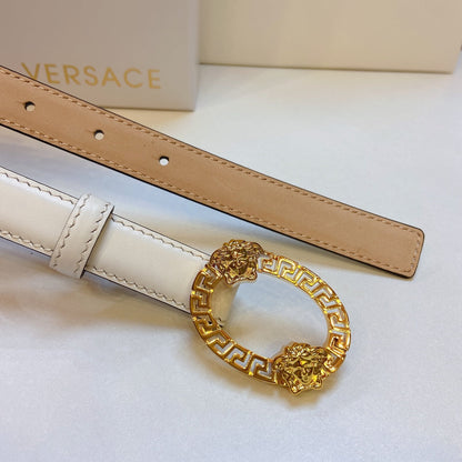 Versace Medusa Head Oval Buckle Leather Belt