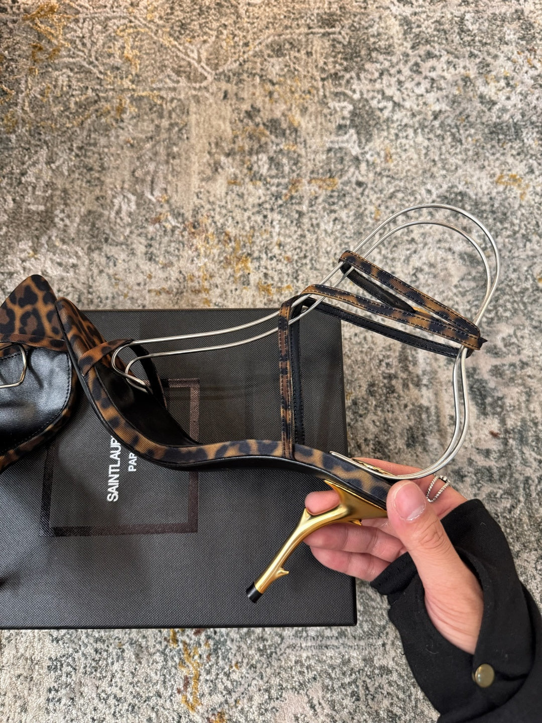 YSL SAINT LAURENT Amber Lace-Up Pumps in Leopard Print