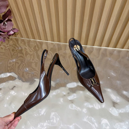 YSL SAINT LAURENT Babylone Leather Slingback Pumps