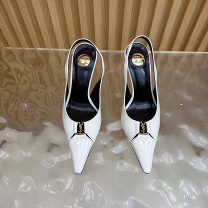 YSL SAINT LAURENT Babylone Leather Slingback Pumps