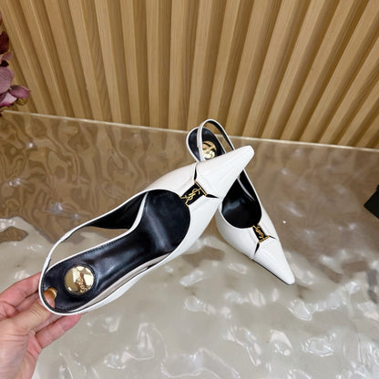 YSL SAINT LAURENT Babylone Leather Slingback Pumps