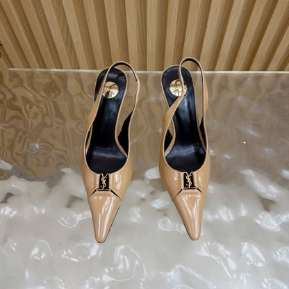 YSL SAINT LAURENT Babylone Leather Slingback Pumps