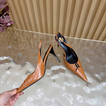 YSL SAINT LAURENT Babylone Leather Slingback Pumps