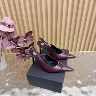 YSL SAINT LAURENT Babylone Leather Slingback Pumps
