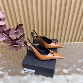 YSL SAINT LAURENT Babylone Leather Slingback Pumps