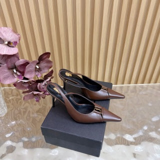 YSL SAINT LAURENT Babylone Leather Slingback Pumps