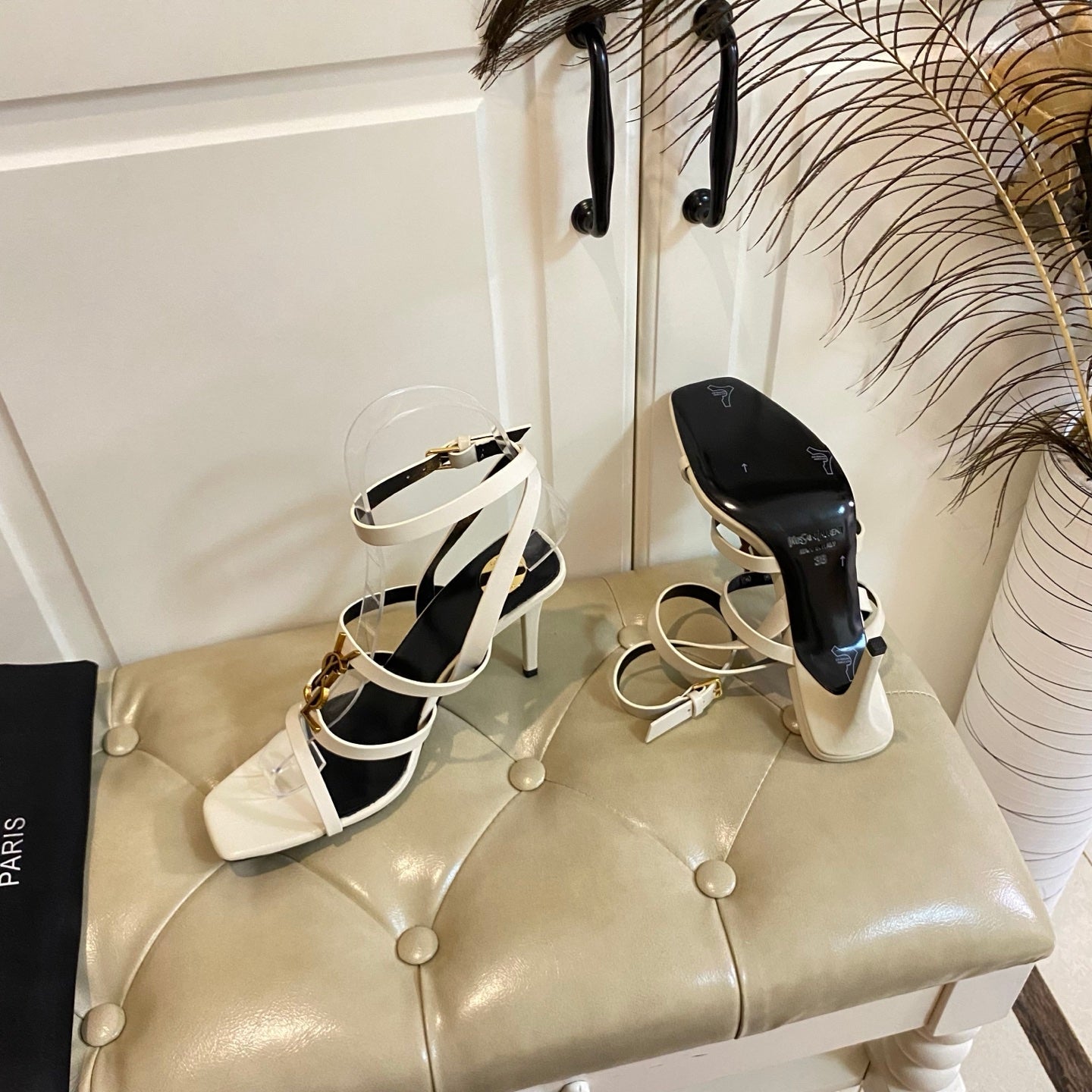 YSL SAINT LAURENT Cassandra Wedges in Smooth Leather
