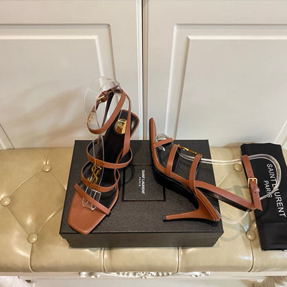 YSL SAINT LAURENT Cassandra Wedges in Smooth Leather