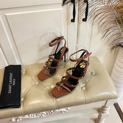 YSL SAINT LAURENT Cassandra Wedges in Smooth Leather