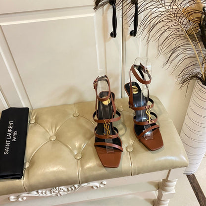 YSL SAINT LAURENT Cassandra Wedges in Smooth Leather