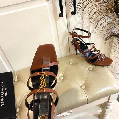 YSL SAINT LAURENT Cassandra Wedges in Smooth Leather