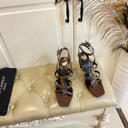 YSL SAINT LAURENT Cassandra Wedges in Smooth Leather
