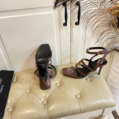 YSL SAINT LAURENT Cassandra Wedges in Smooth Leather