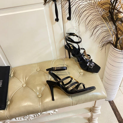 YSL SAINT LAURENT Cassandra Wedges in Smooth Leather