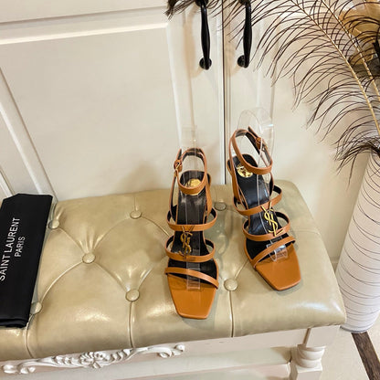 YSL SAINT LAURENT Cassandra Wedges in Smooth Leather